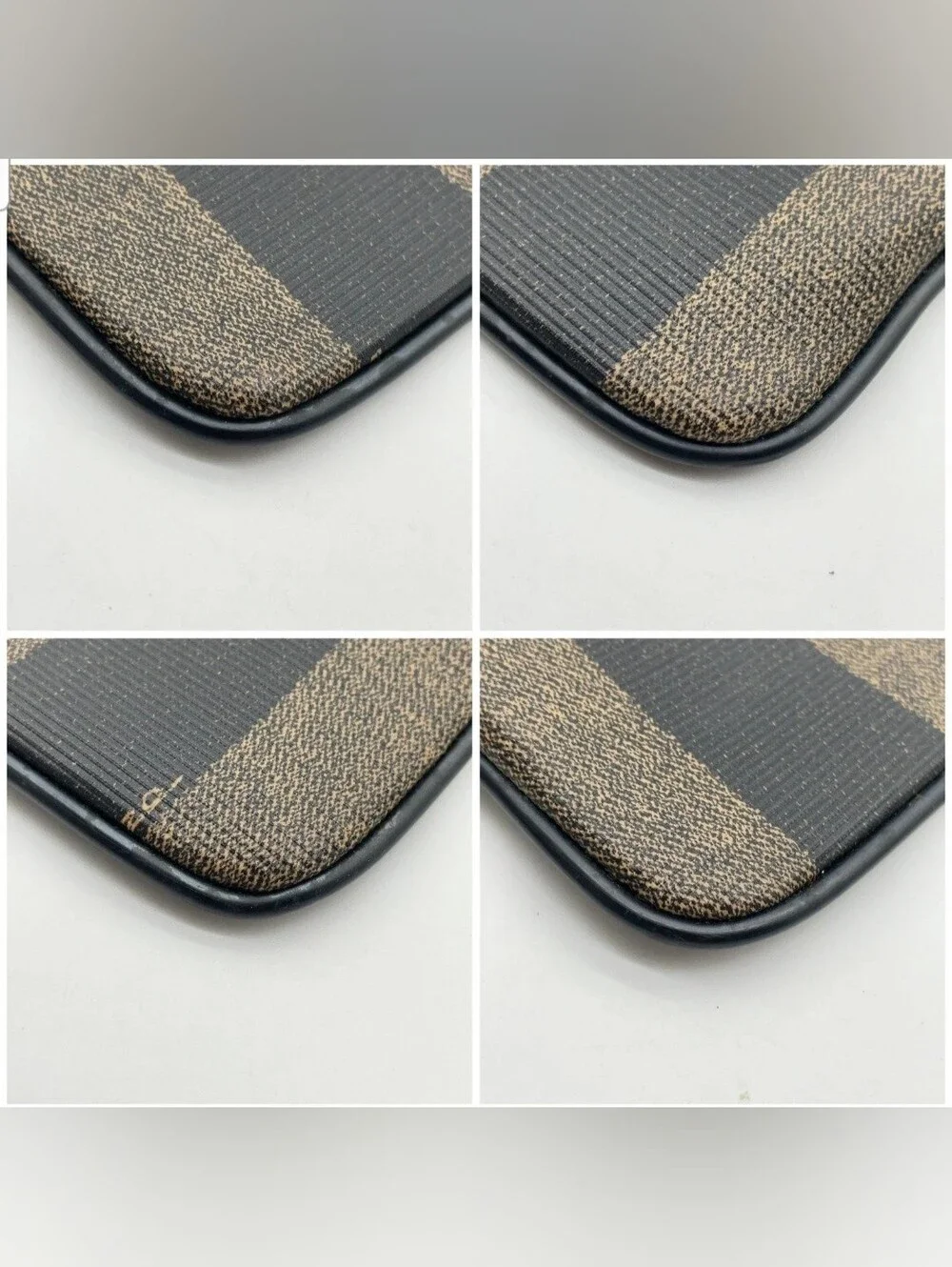 Fendi Vintage Pequin Striped Canvas Key Pouch / Coin Case